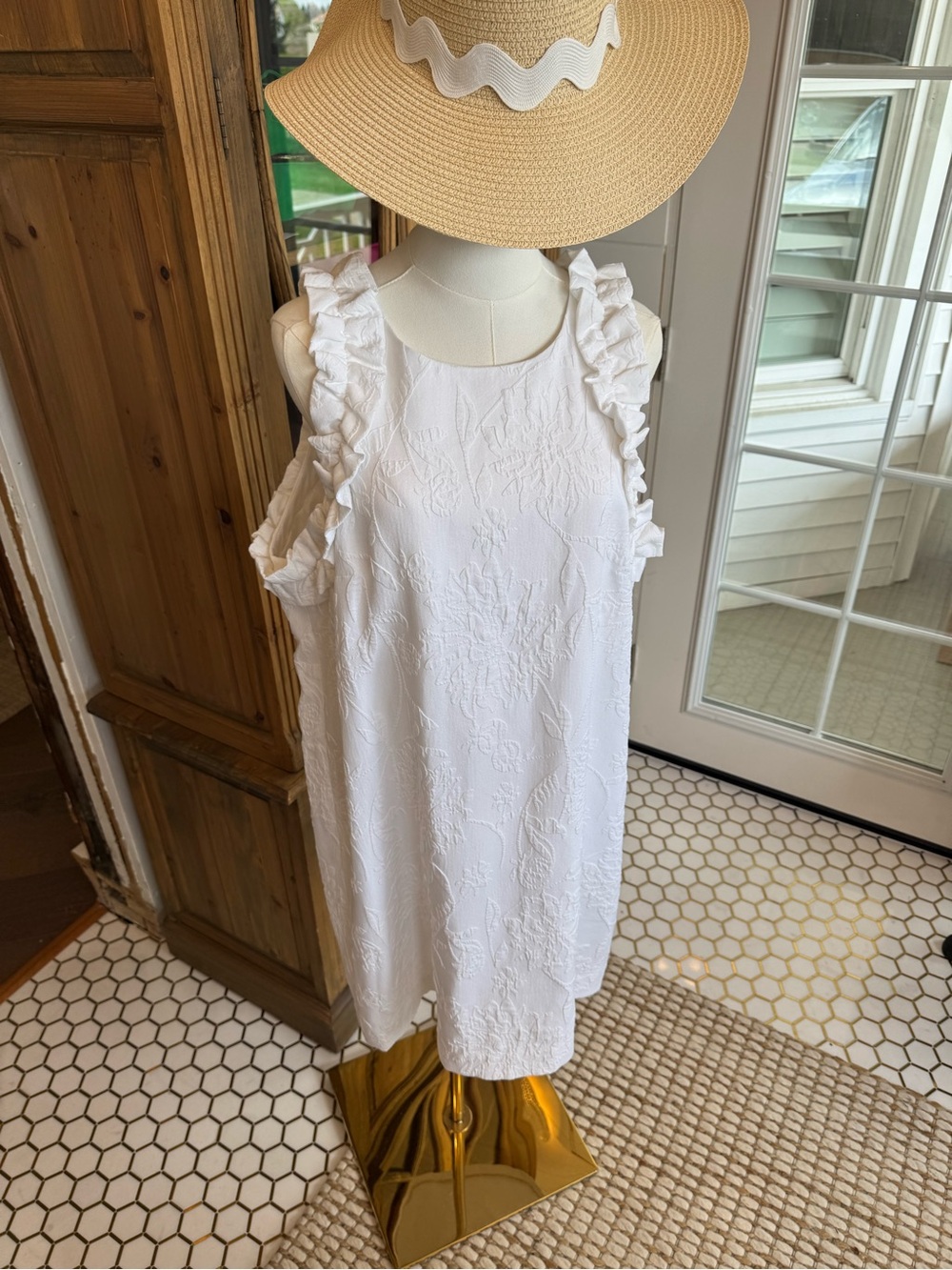 Lilly Pulitzer White Ruffle-Sleeve Shift Dress